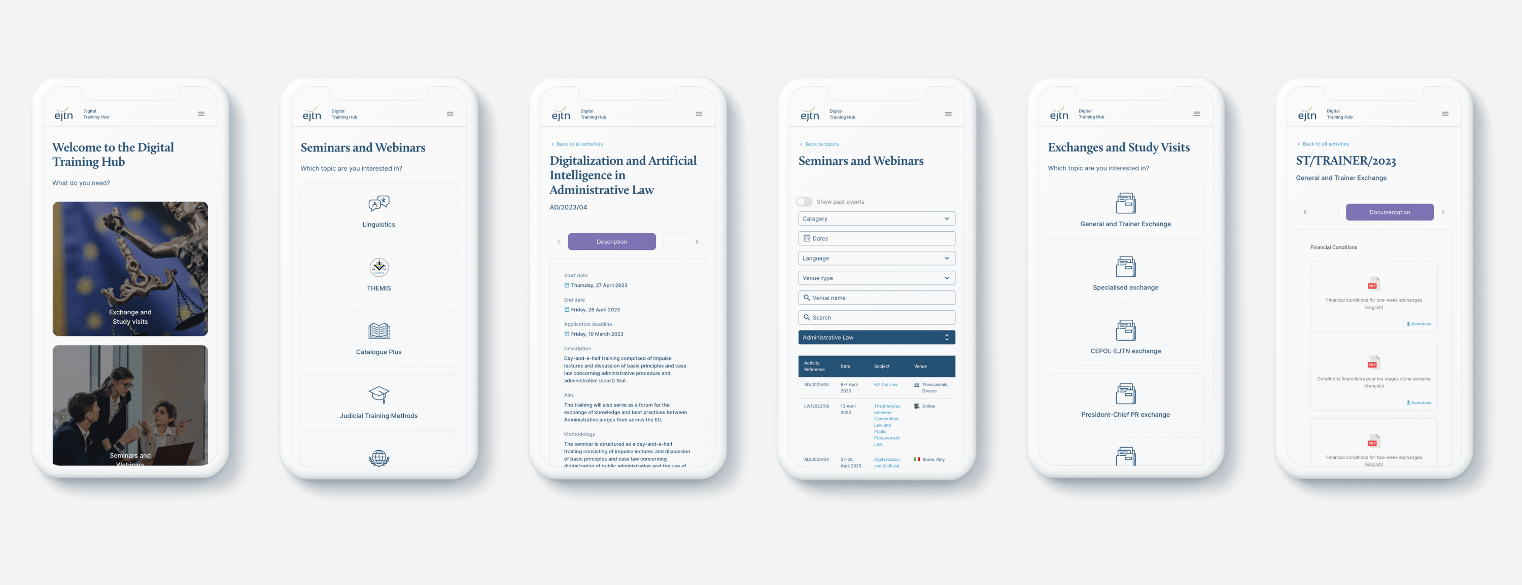 Visuels application EJTN mobile